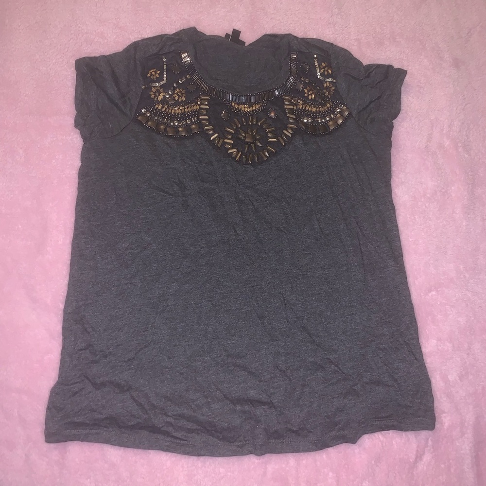 Grey Beaded shirt